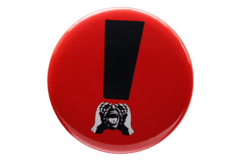 HeckleMaster exclamation button or magnet black on red