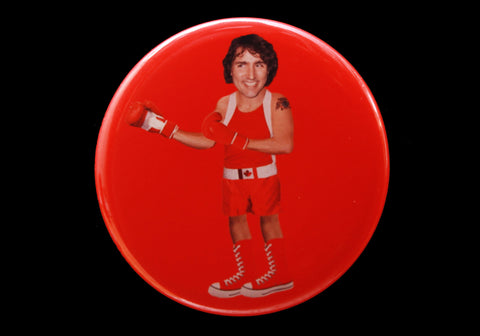 Trudeau Button or Magnet Color on Red