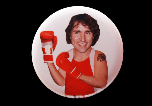 Trudeau Bust Button or Magnet Color on White