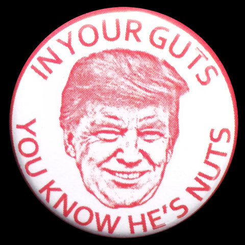 Trump In Your Guts You Know He's Nuts Pin Back Button Magnet